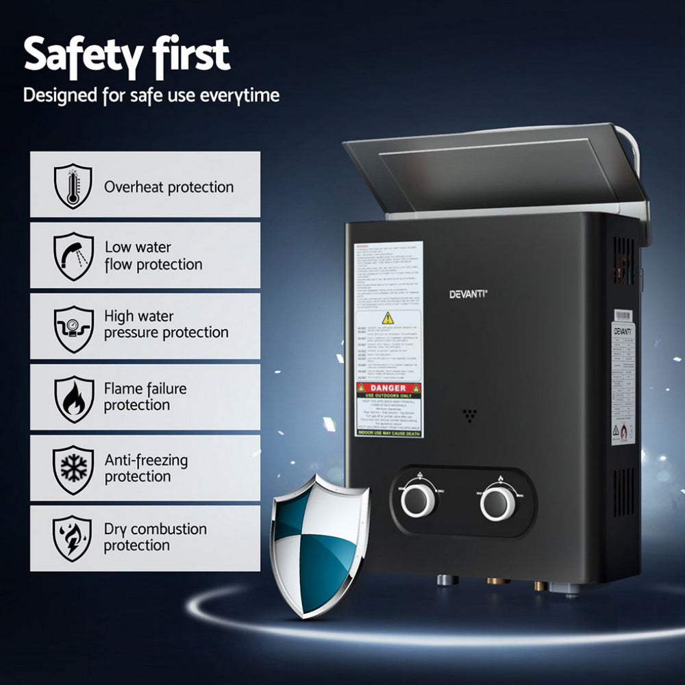 Gas water heater carry handle and rain shield panel