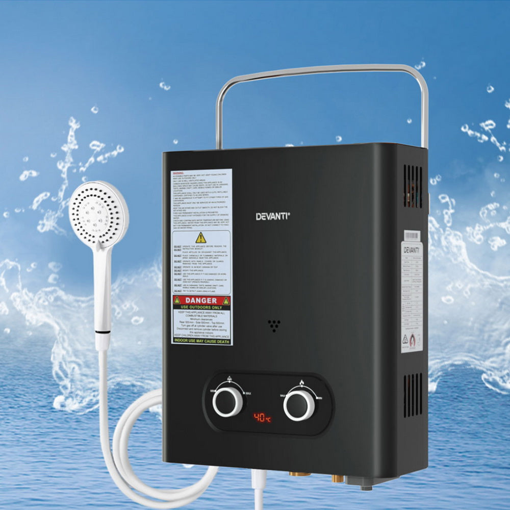 Portable gas water heater dimensions 30.5 x 12 x 47cm
