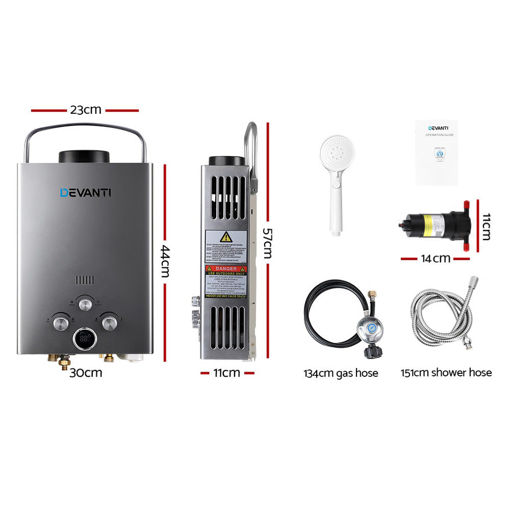 Gas water heater LED display and temperature controls