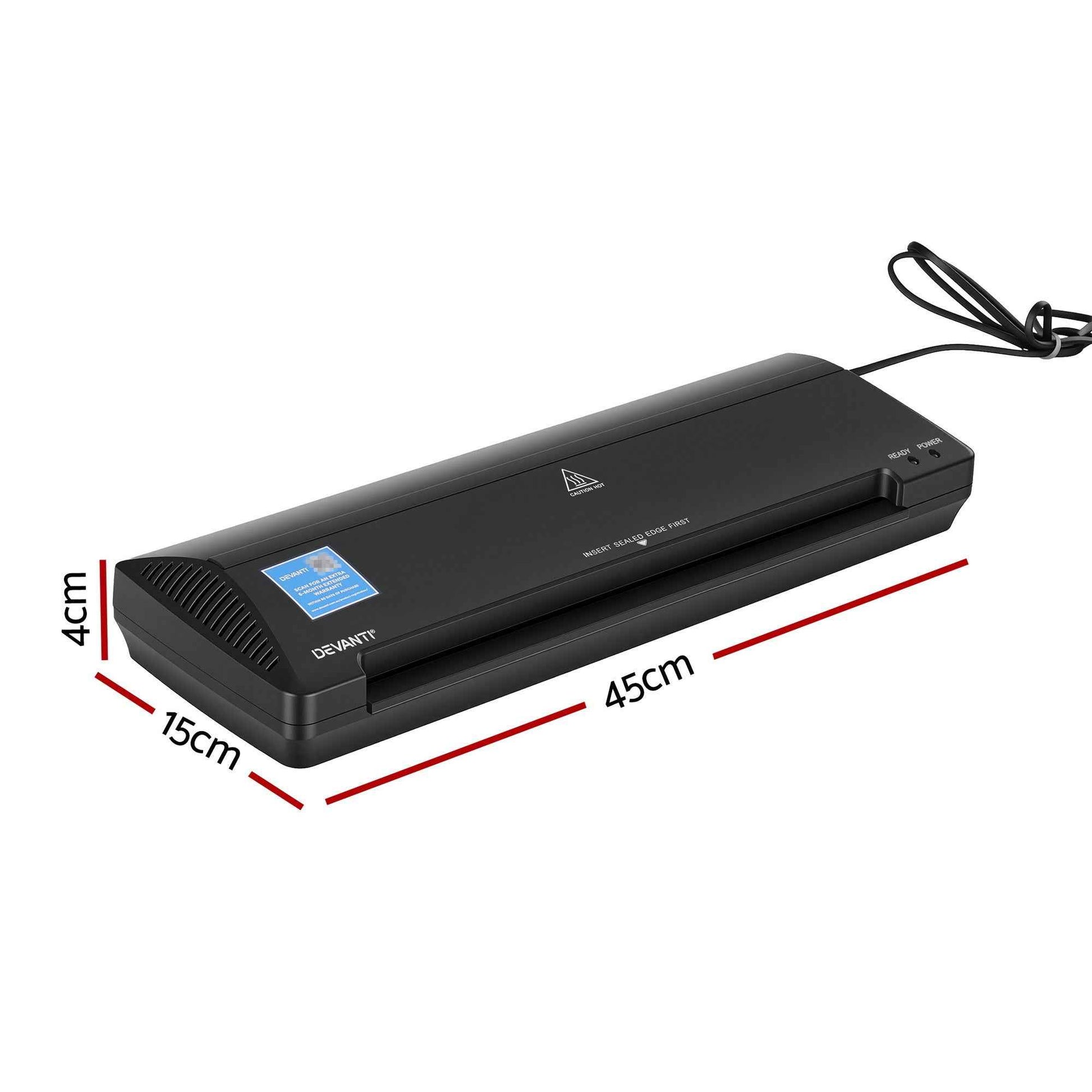 Devanti A3 Laminator Machine, Hot & Cold Thermal Fast Lamination Anti-Jam Laminator for Office School Home Document Photo Card Handmade A3 A4 A5 A6, Black
