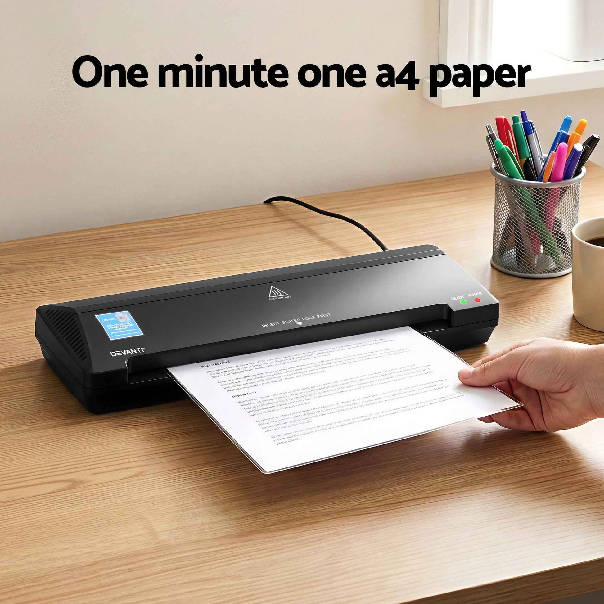 Devanti A3 Laminator Machine, Hot & Cold Thermal Fast Lamination Anti-Jam Laminator for Office School Home Document Photo Card Handmade A3 A4 A5 A6, Black