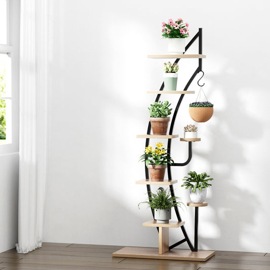 6-Tier Half-Moon Plant Stand Indoor & Outdoor