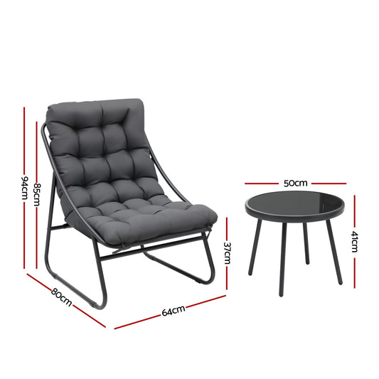 Textilene bistro chair with grey cushion