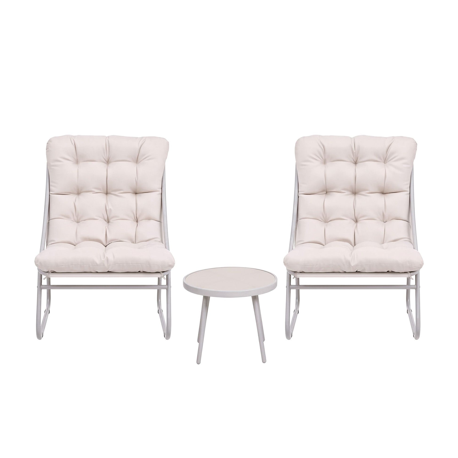 Bistro chair with breathable Textilene backrest and beige cushion