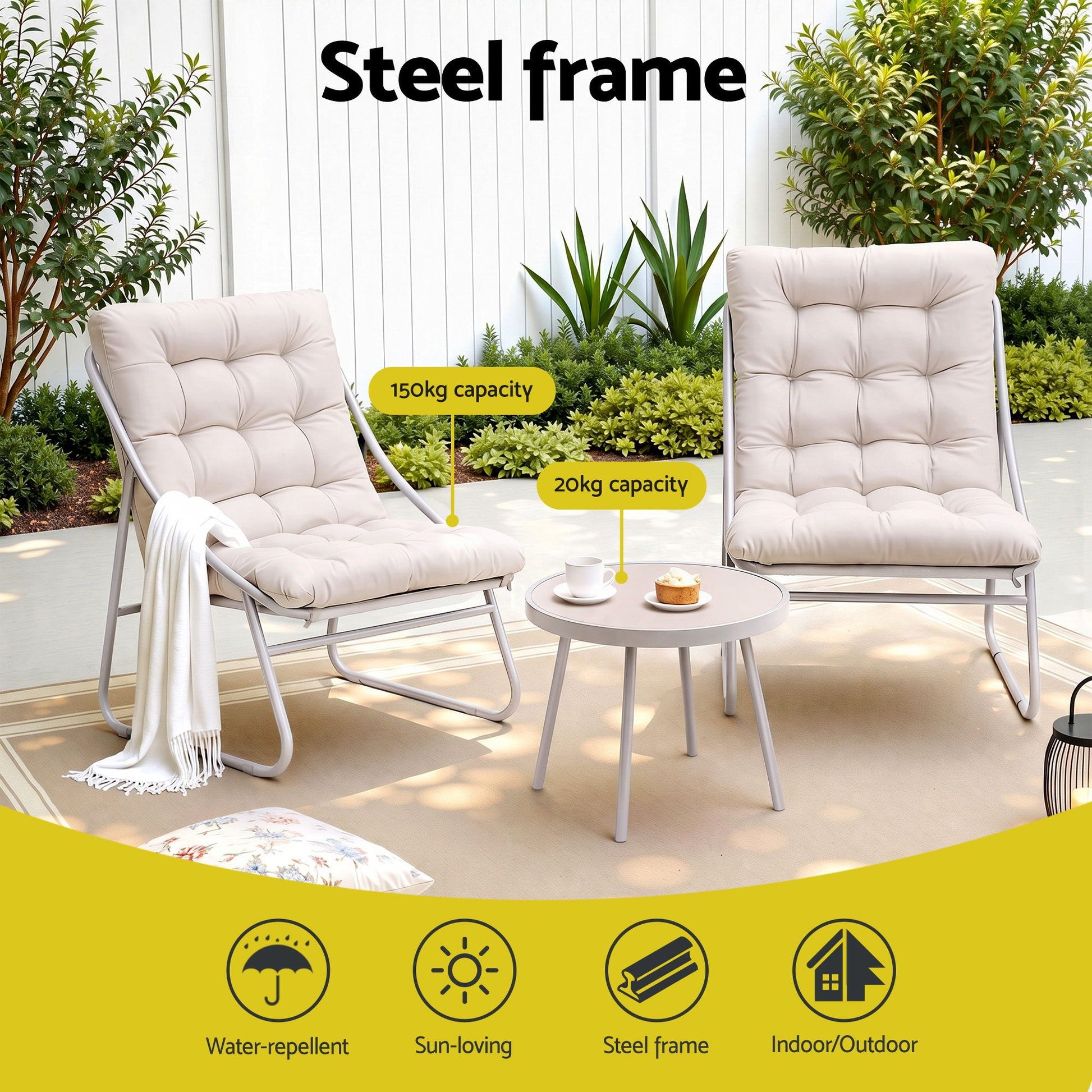 Tempered glass tabletop of the outdoor bistro set