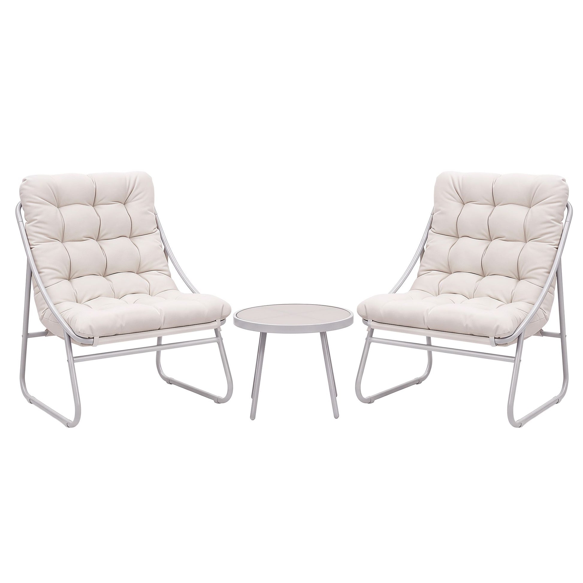 Khaki bistro set used in a courtyard setting