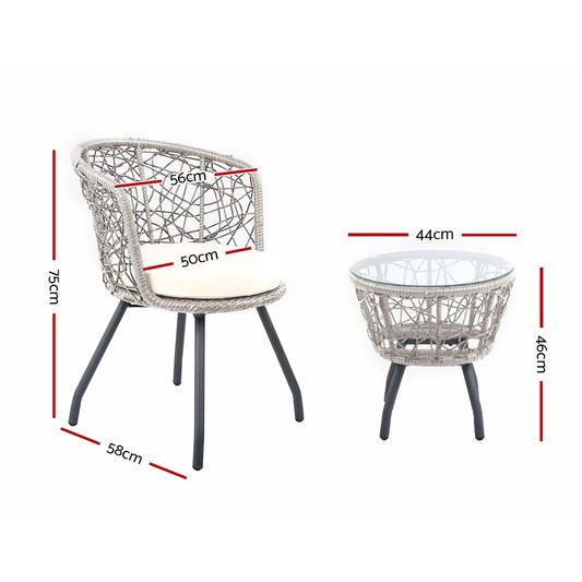 Rattan tub chairs with beige cushions