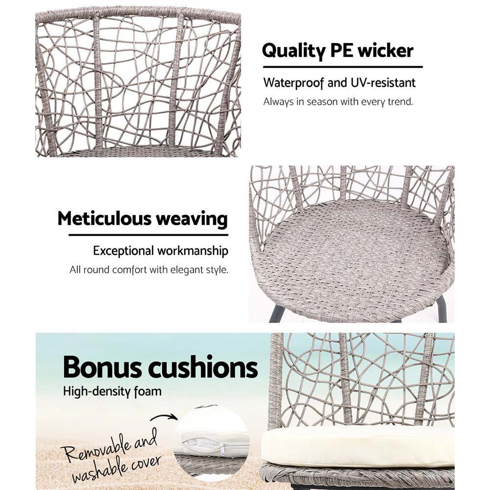 PE wicker weave detail on the chair