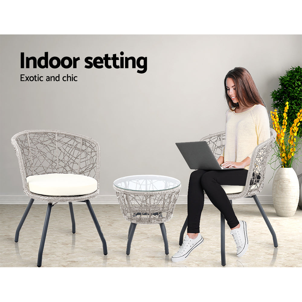 Round bistro chairs and table set