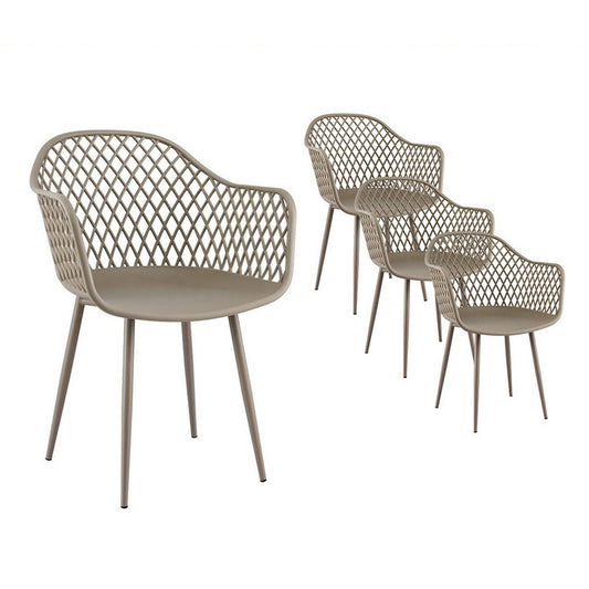 4PC Outdoor Dining Chairs PP Lounge Chair Patio Furniture Garden Coffee