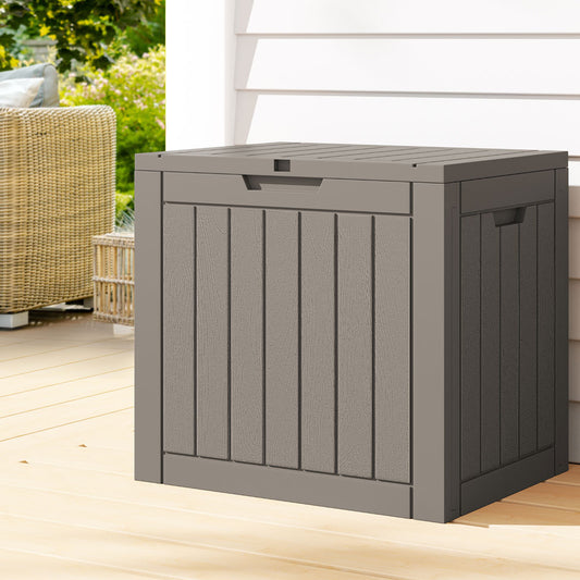 Outdoor Storage Box 118L Grey | Lockable Bench Seat PP | 56x43x53cm