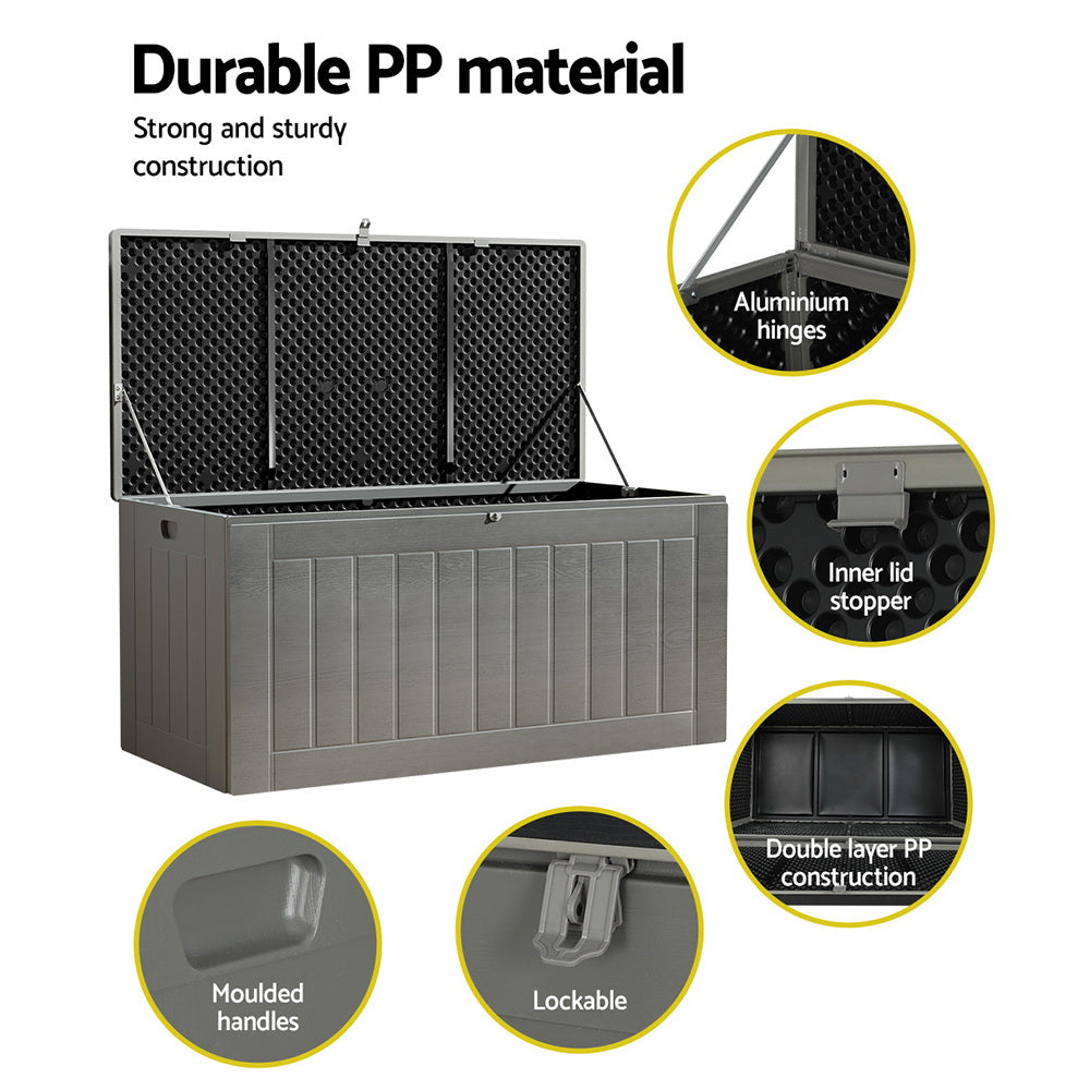 Outdoor storage box on a patio