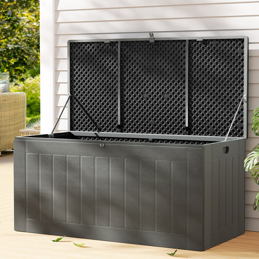 830L outdoor storage box and bench in black