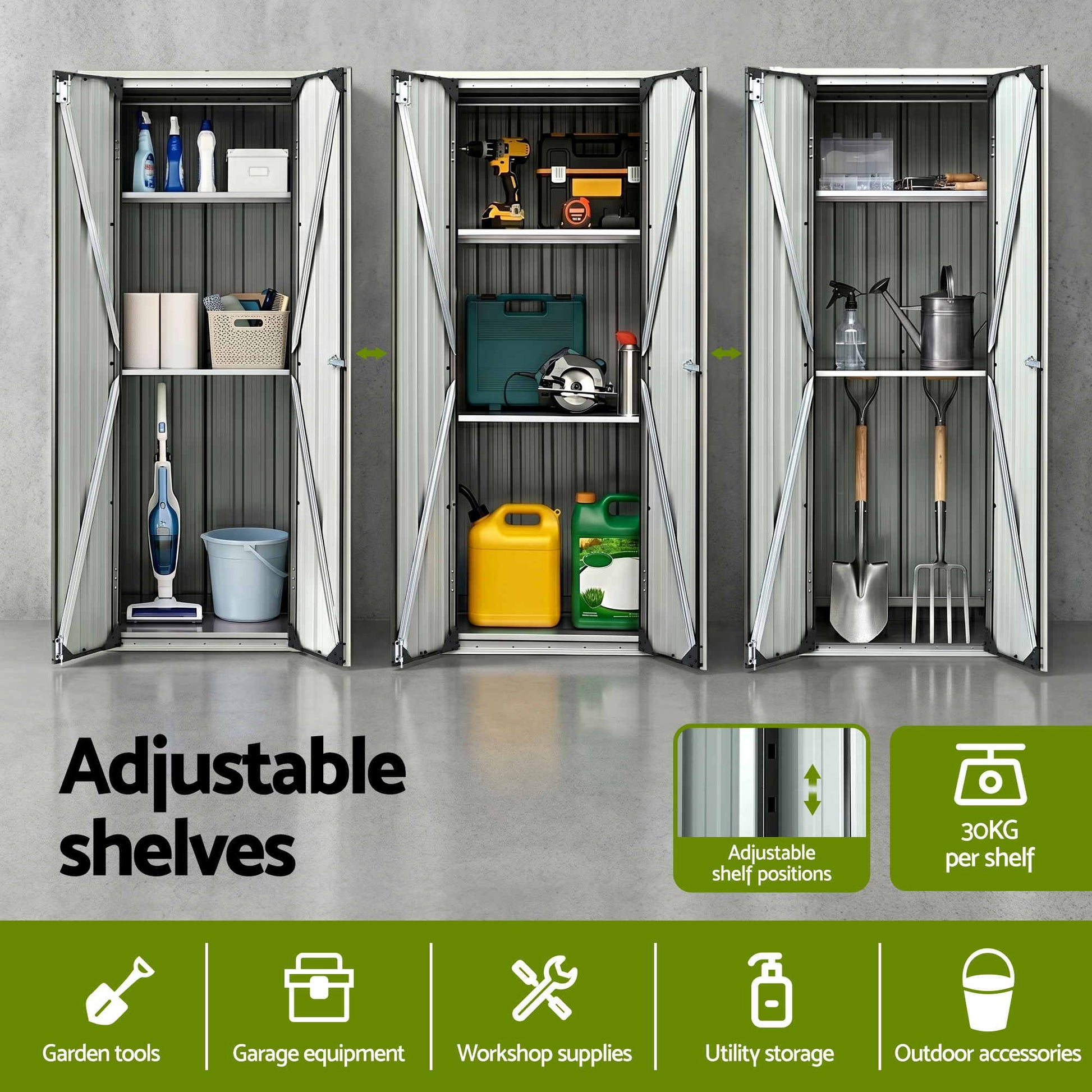 Adjustable shelf detail of the outdoor steel cabinet