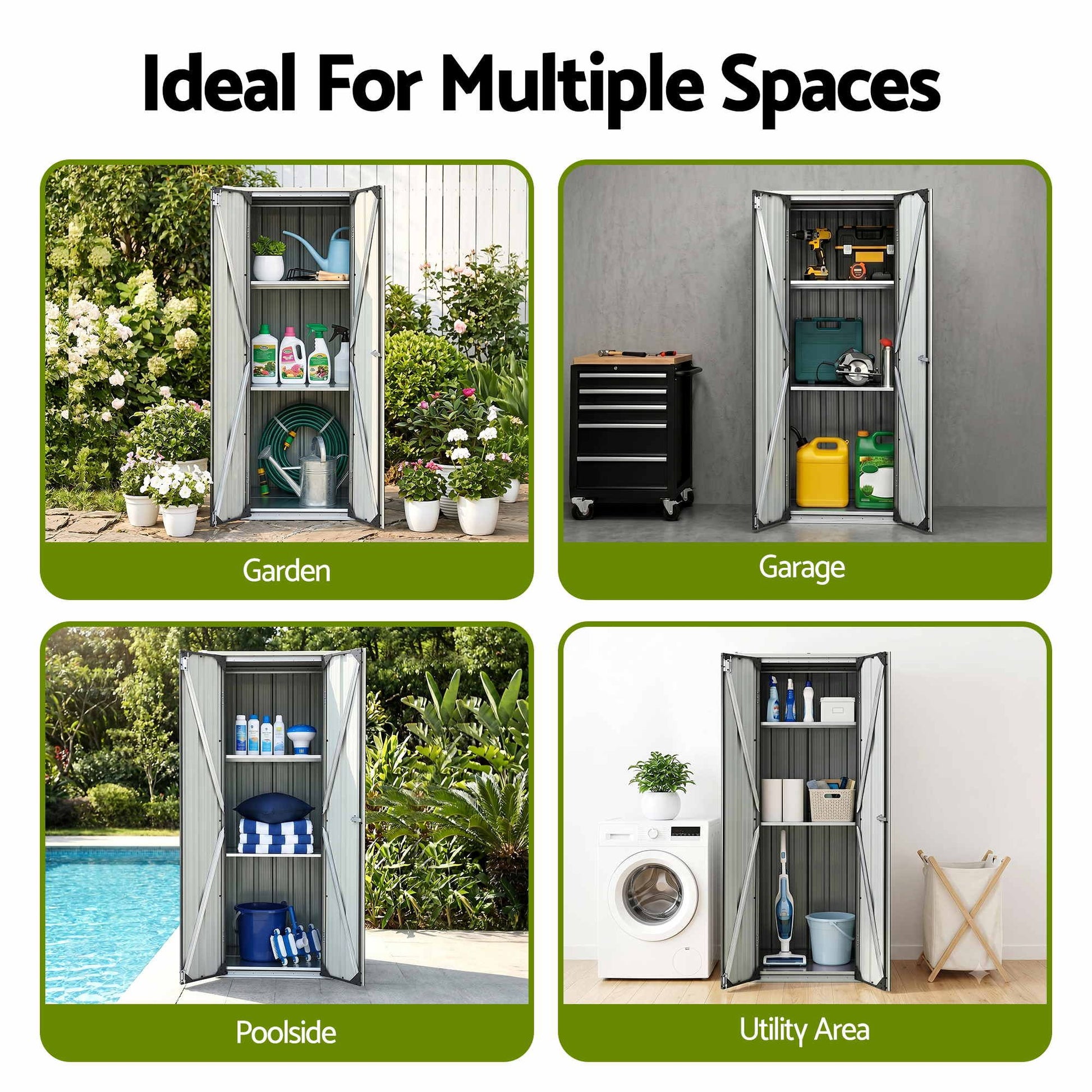 Weatherproof galvanised steel outdoor cupboard