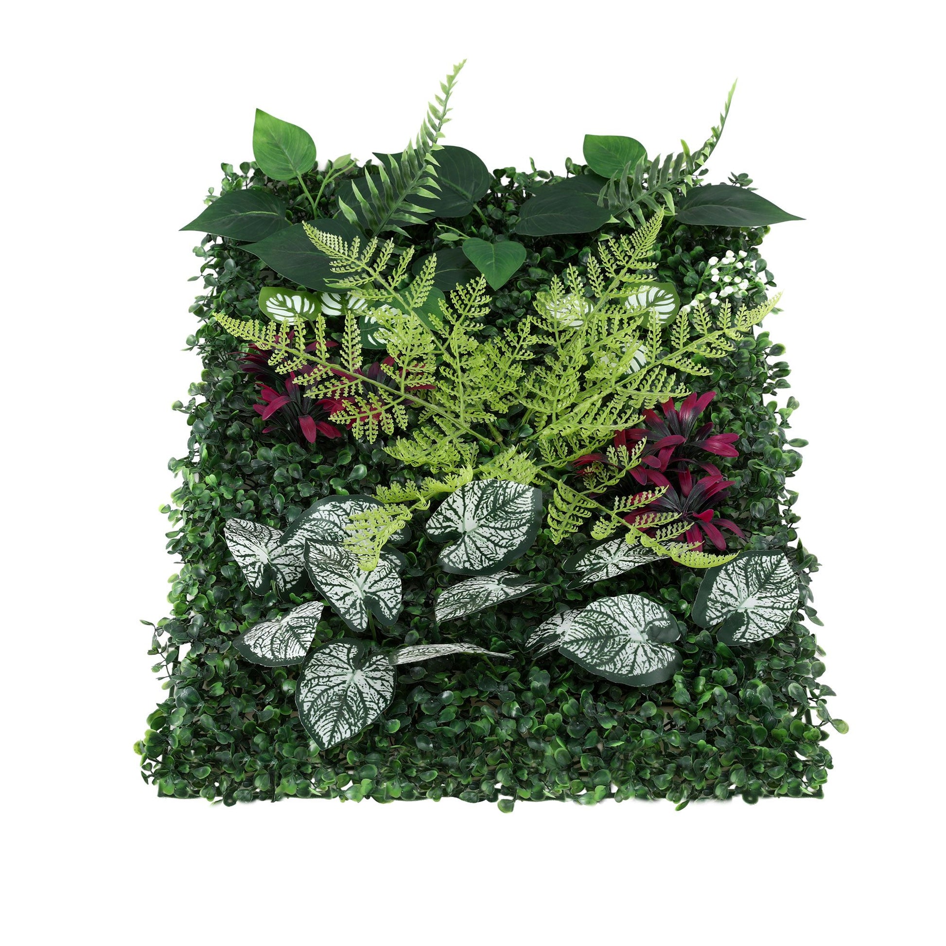 Artificial greenery wall on a fence