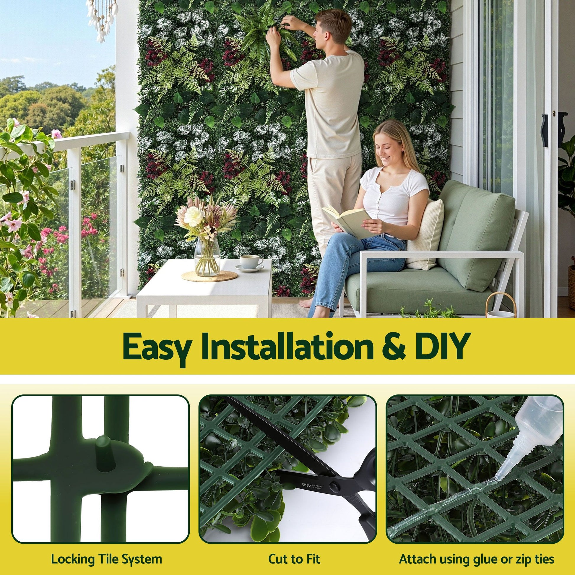 Artificial plant panels as an event backdrop