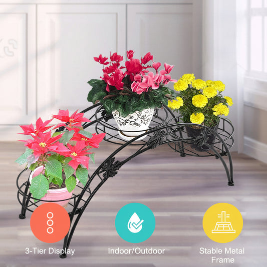 Plant Stand Outdoor Indoor Metal Black-2018816657631350791