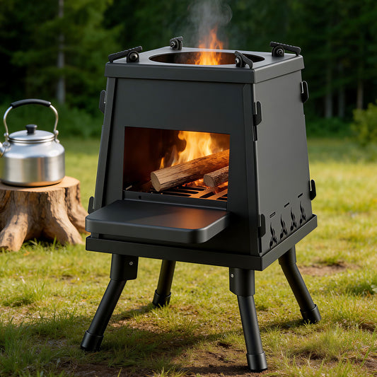 Portable Wood Burning Stove – Compact Cast Iron Camping Cooker