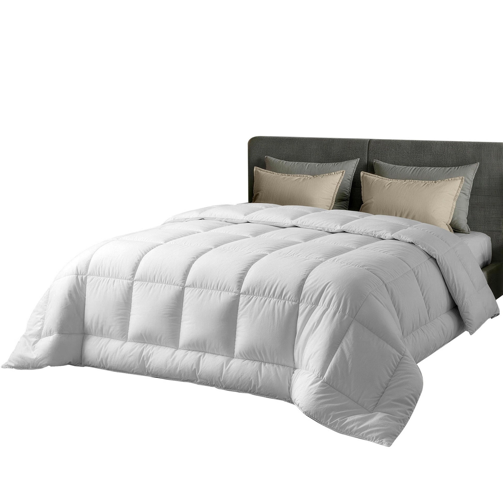 King wool quilt shown on a bed in a cosy bedroom