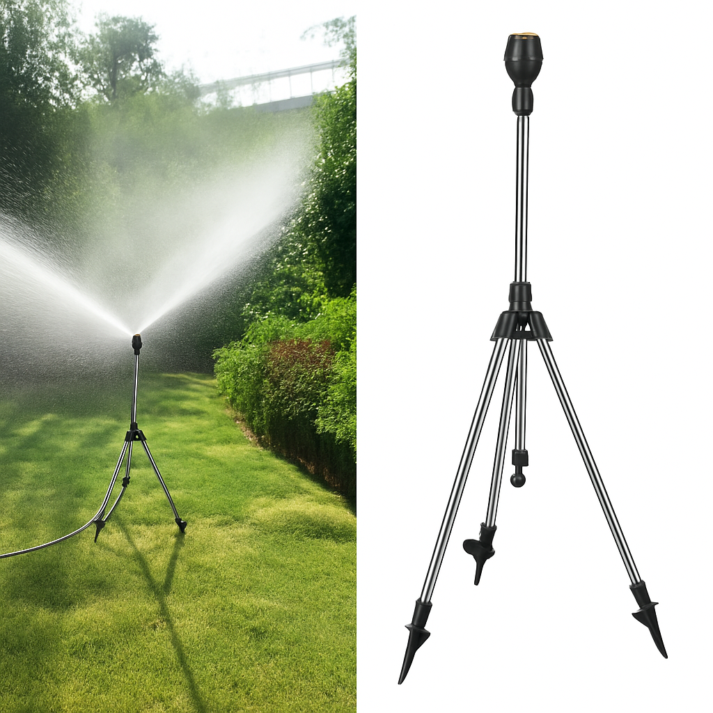 Rotating Tripod Sprinkler – 360° Garden Lawn Water Sprinkler with Adjustable Height
