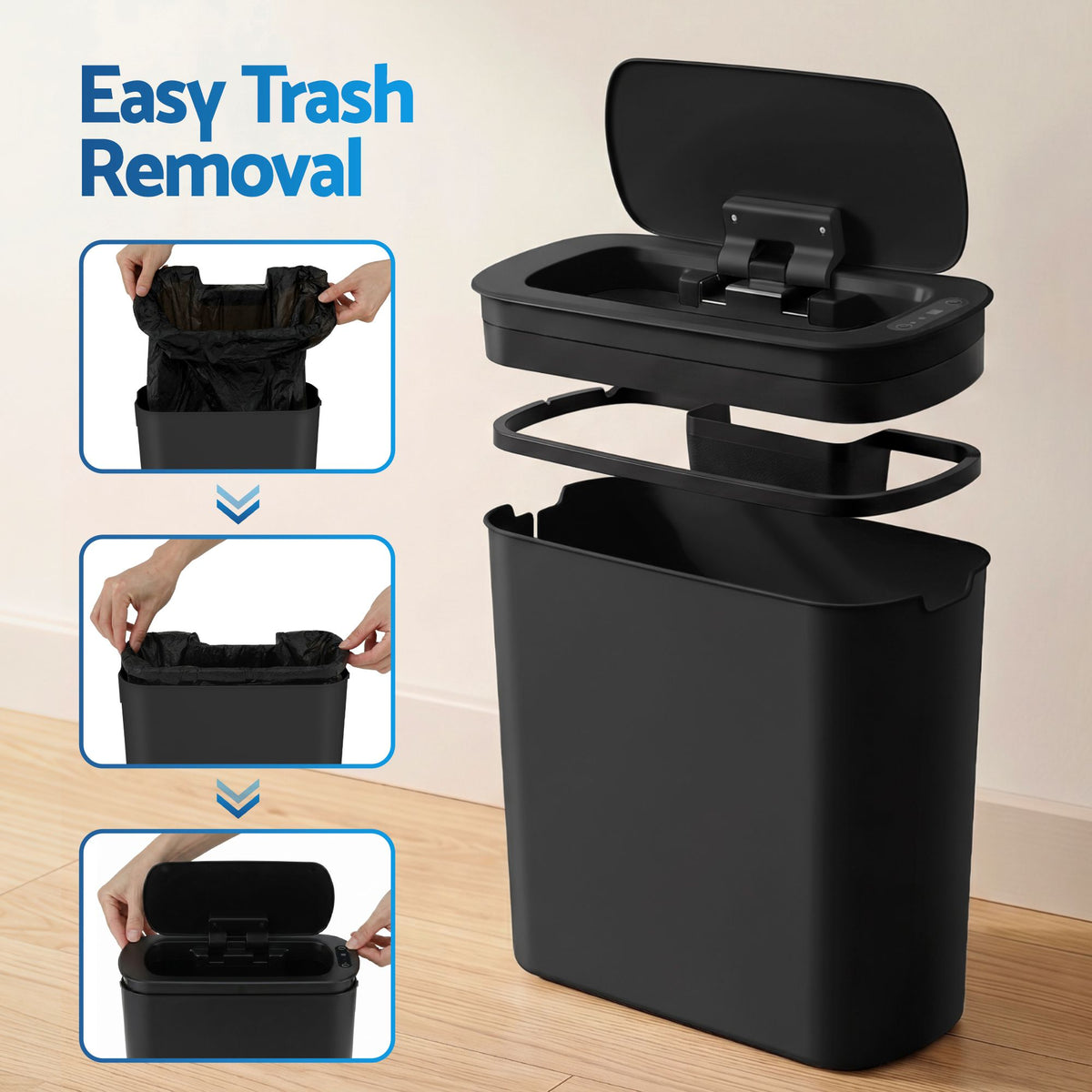 Soft-close lid of the sensor bin