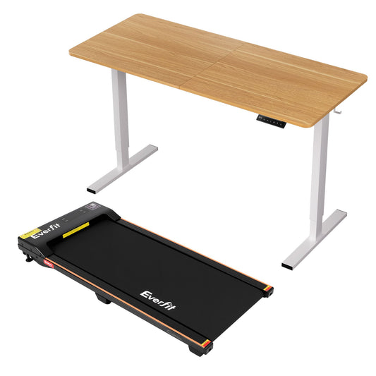 140cm oak standing desk with dual monitors