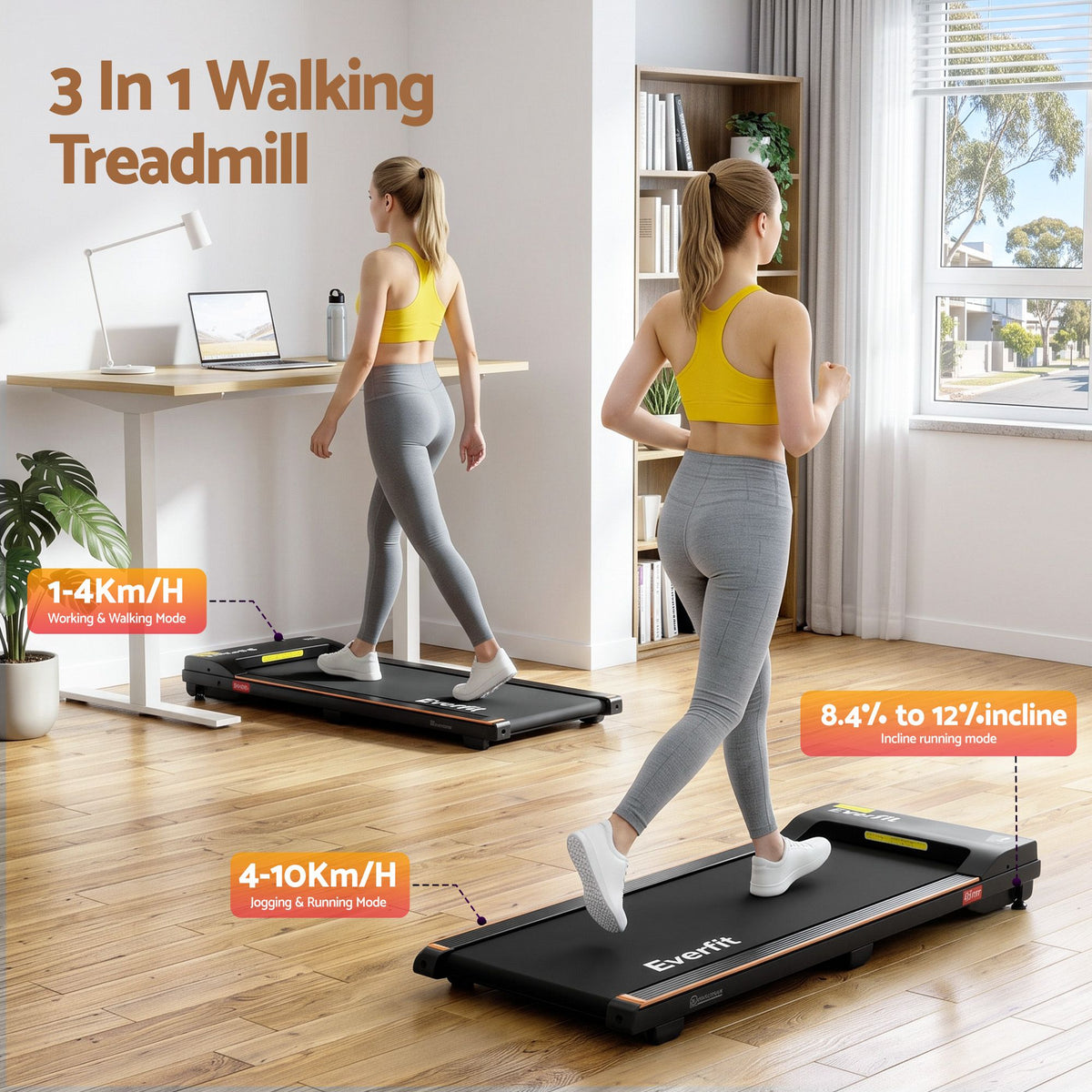 Treadmill transport wheels for easy storage