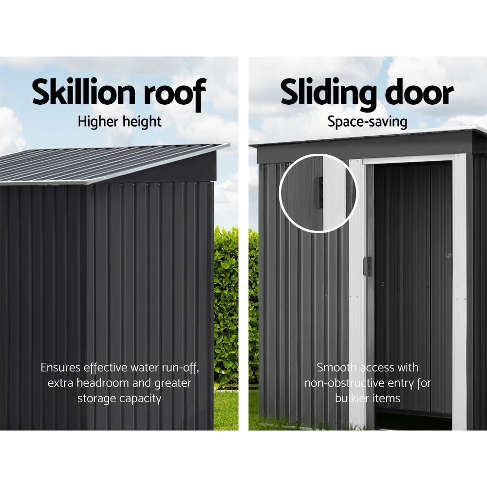 Sloped roof of the galvanised steel garden shed