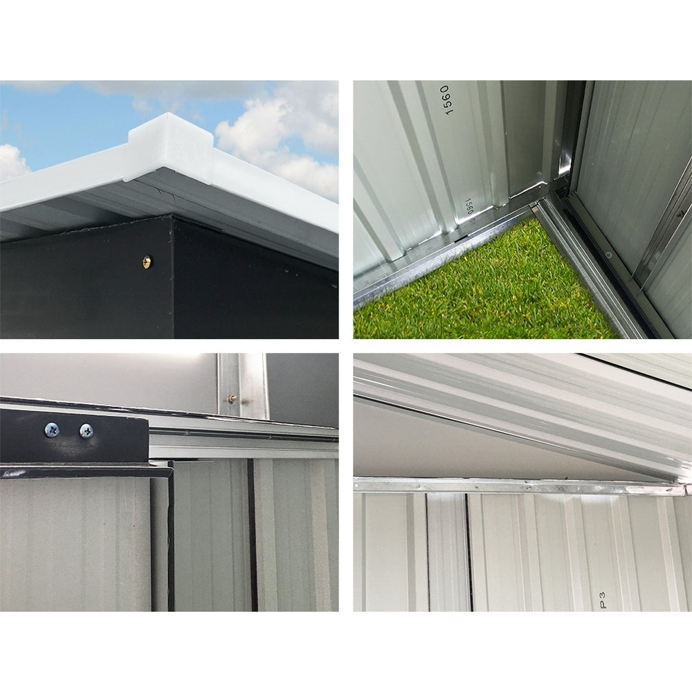 Garden shed storing tools and gardening equipment