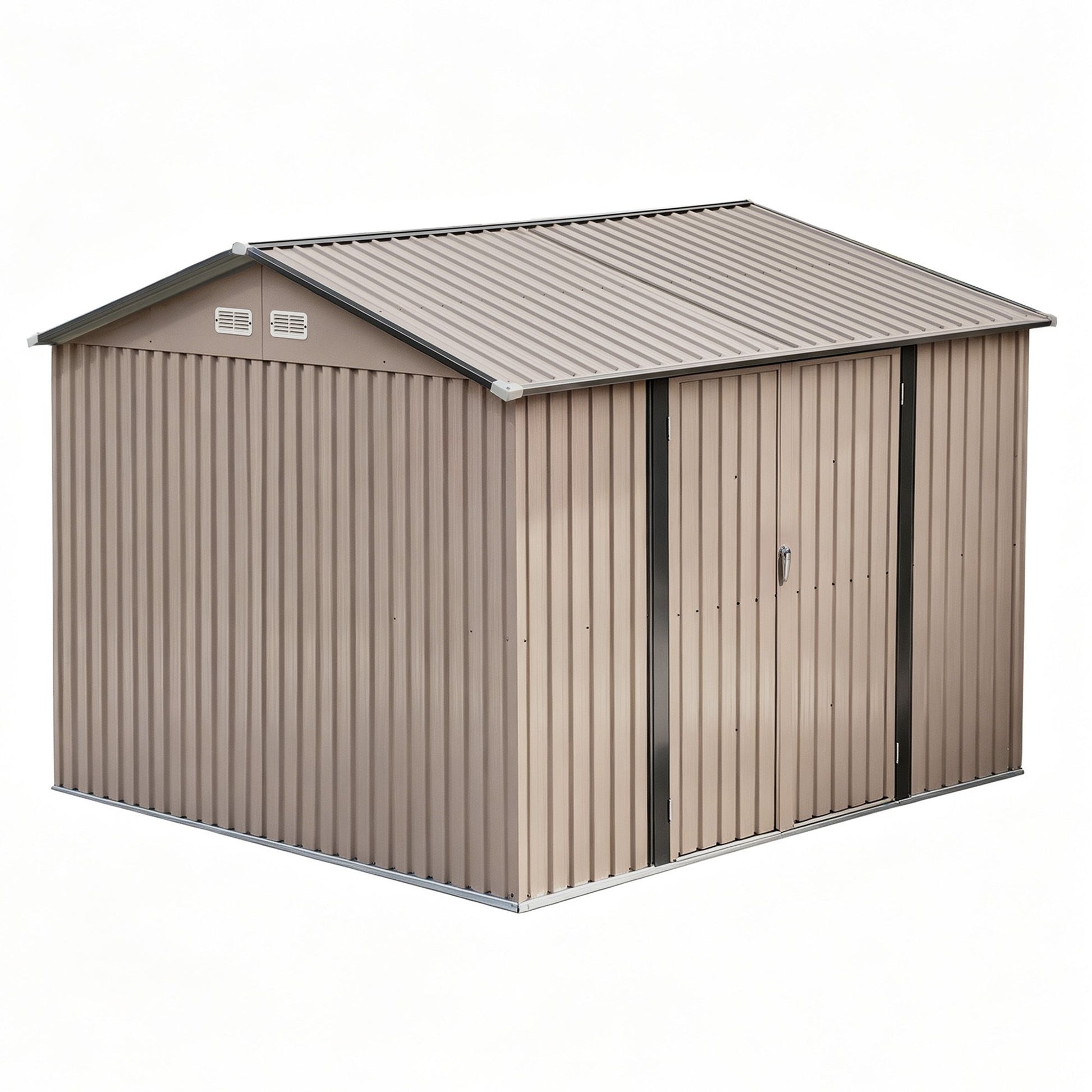 Sloped roof of the steel garden shed