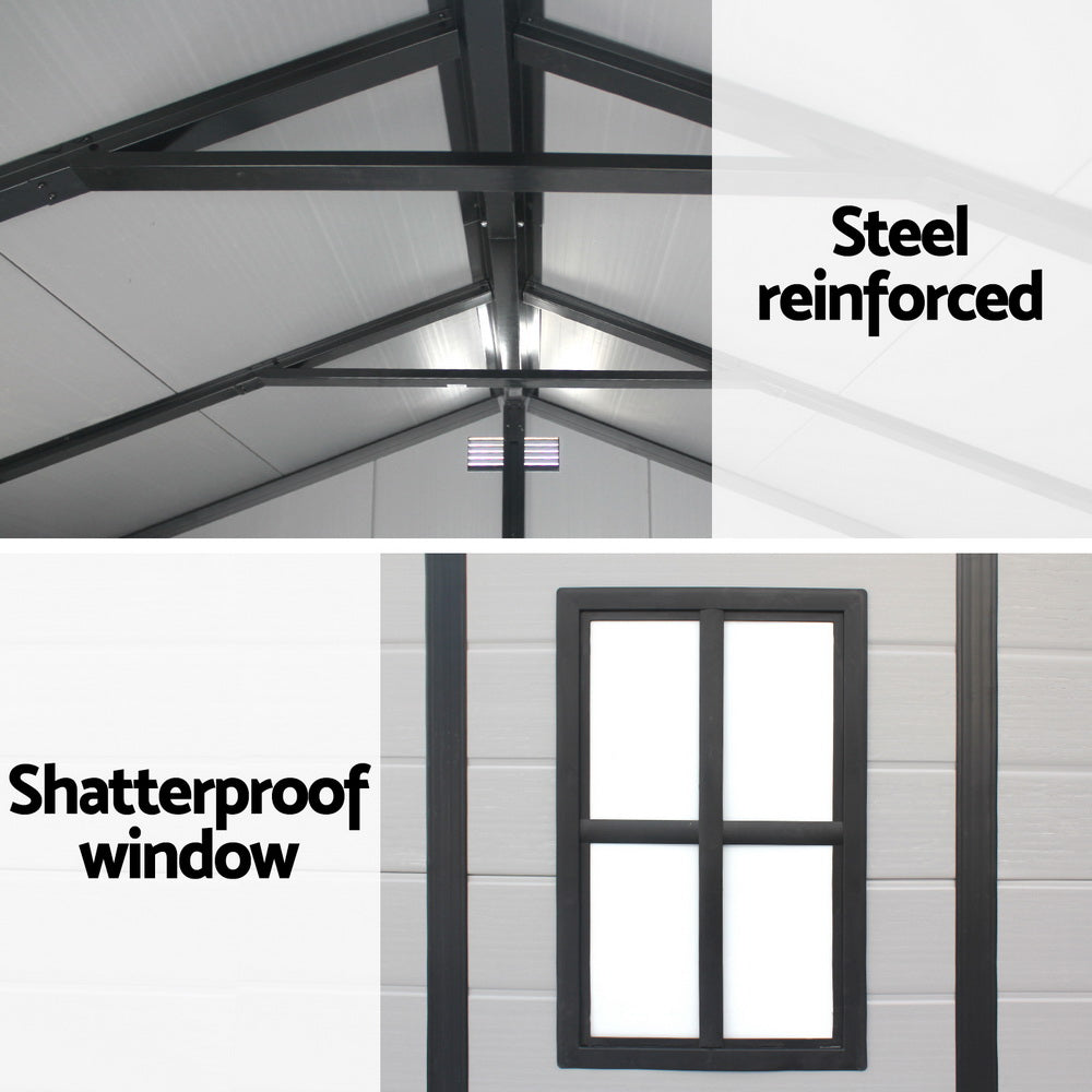 Gable roof of the steel-reinforced polypropylene shed