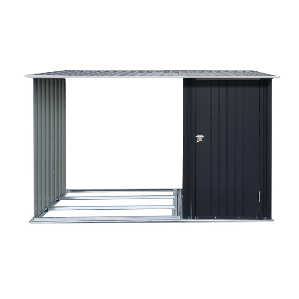 Enclosed tool storage section of the metal garden shed