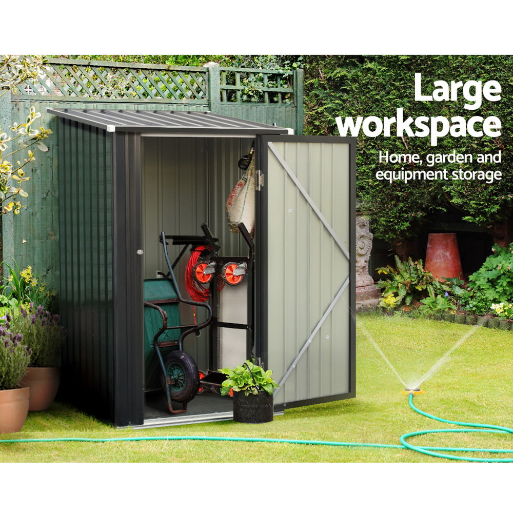 Sloped roof of the galvanised steel garden shed