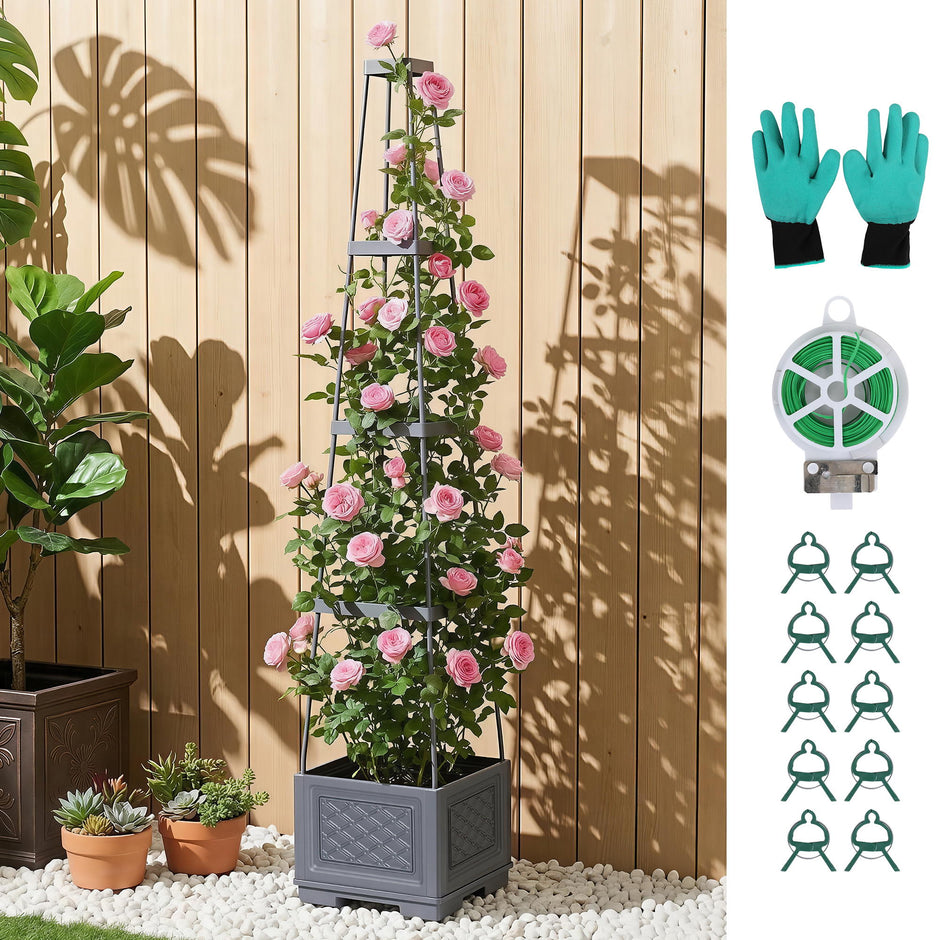 Self Watering Planter with Trellis Adjustable Height Modular Tomato Bo ...