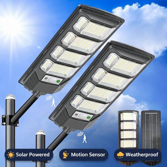 Solar Security Light 2-Pack, Motion Sensor, Dusk to Dawn, Remote Control, Weatherproof