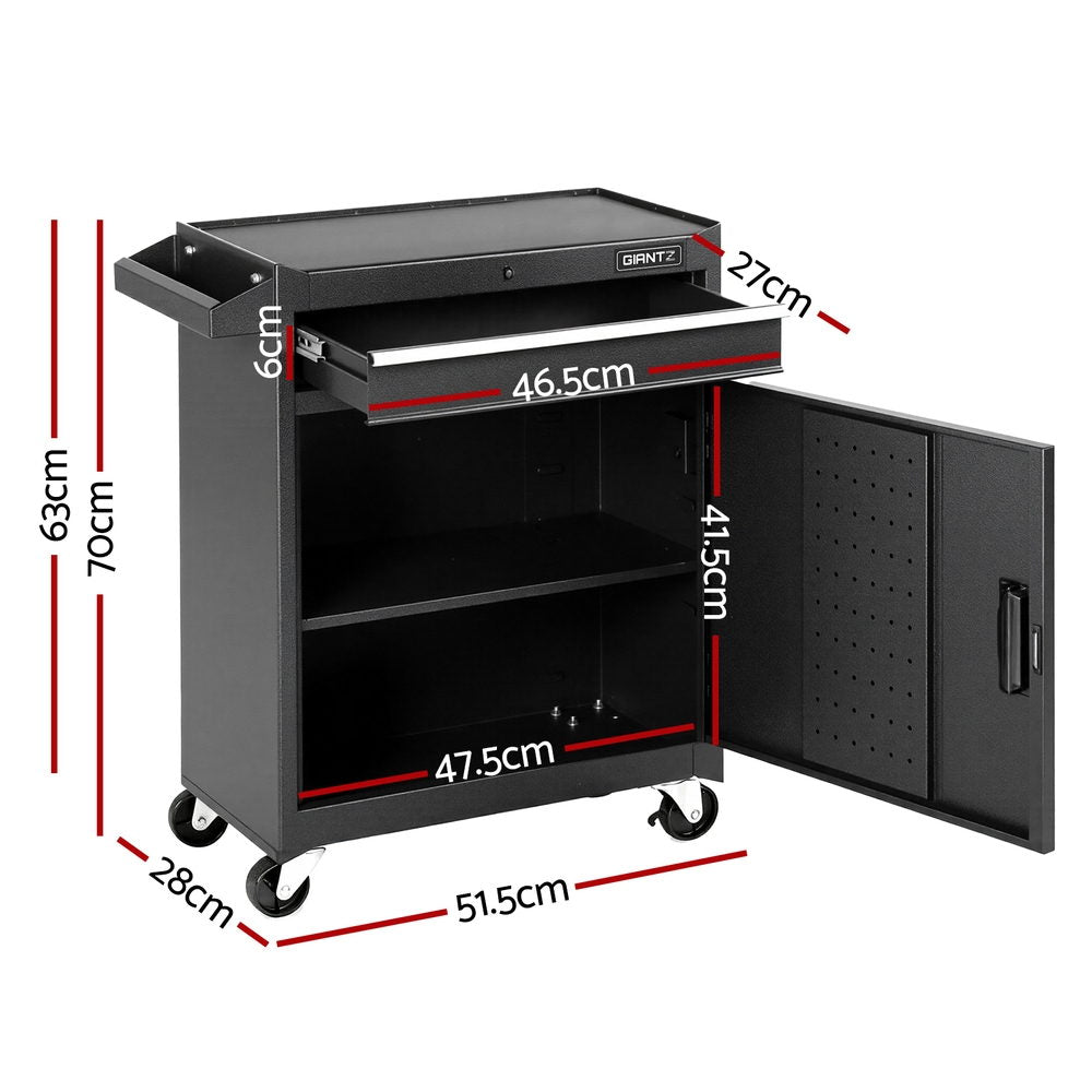 Tool trolley with top drawer open