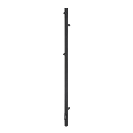 Heated towel rail mounted on a bathroom wall