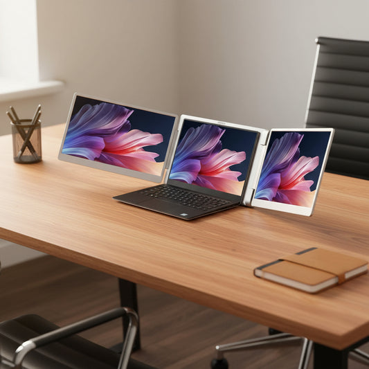 Triple Portable Monitor Laptop Screen Extender 15.6" Dual Display FHD IPS