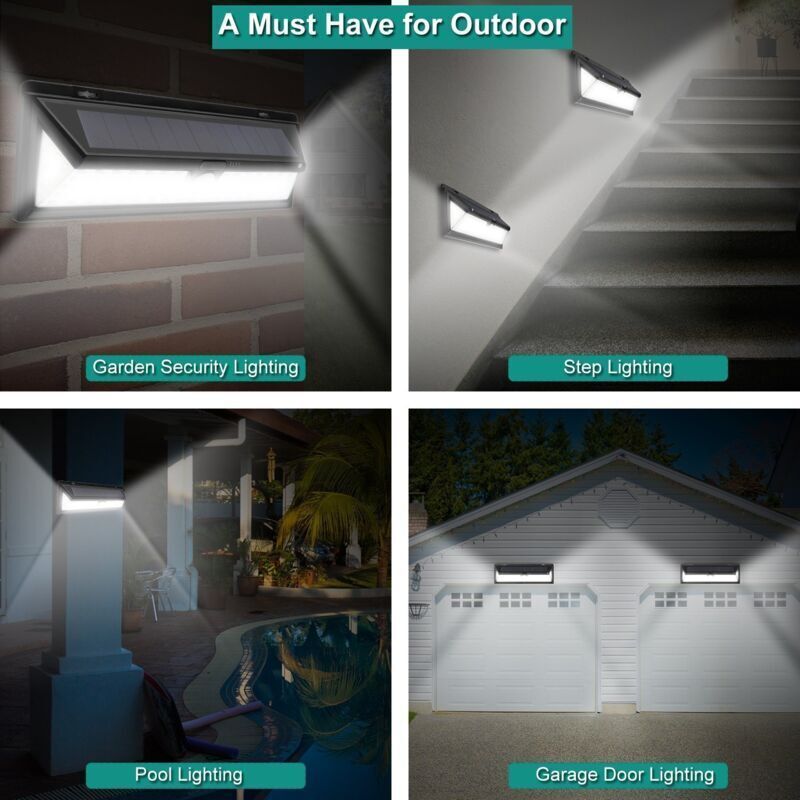 Solar wall light illuminating a driveway at night