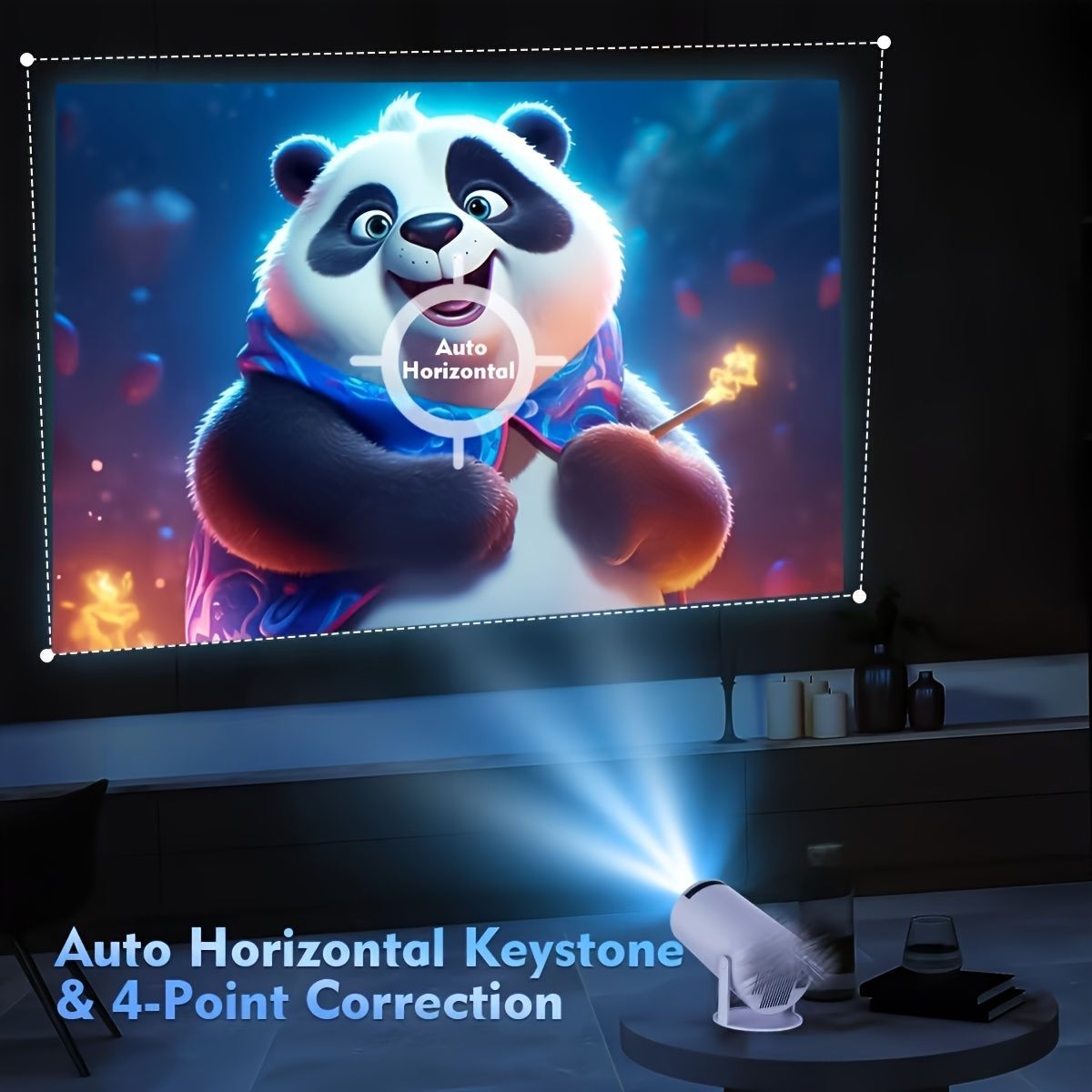 Portable projector with 180 degree rotation adjustment
