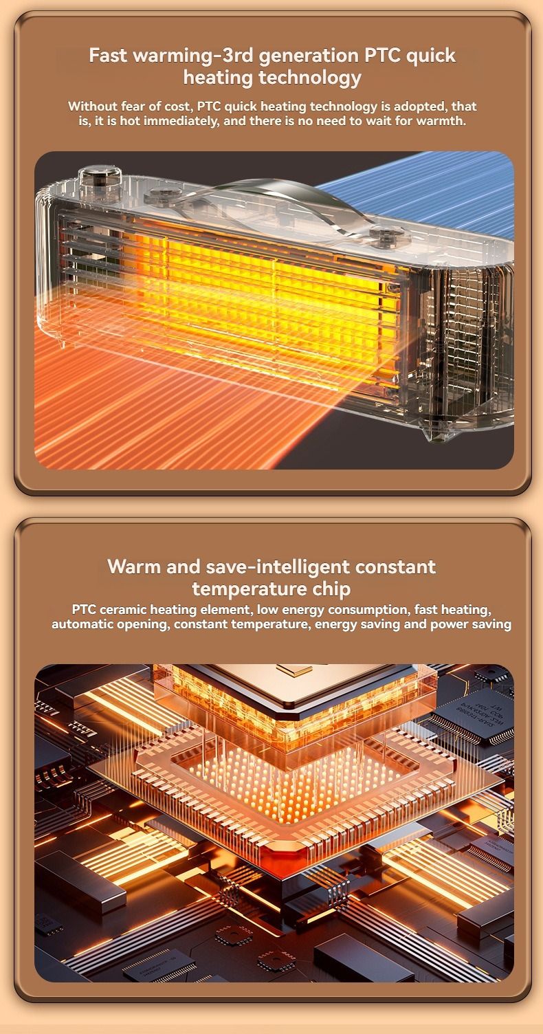 Desktop heater warming a personal workspace