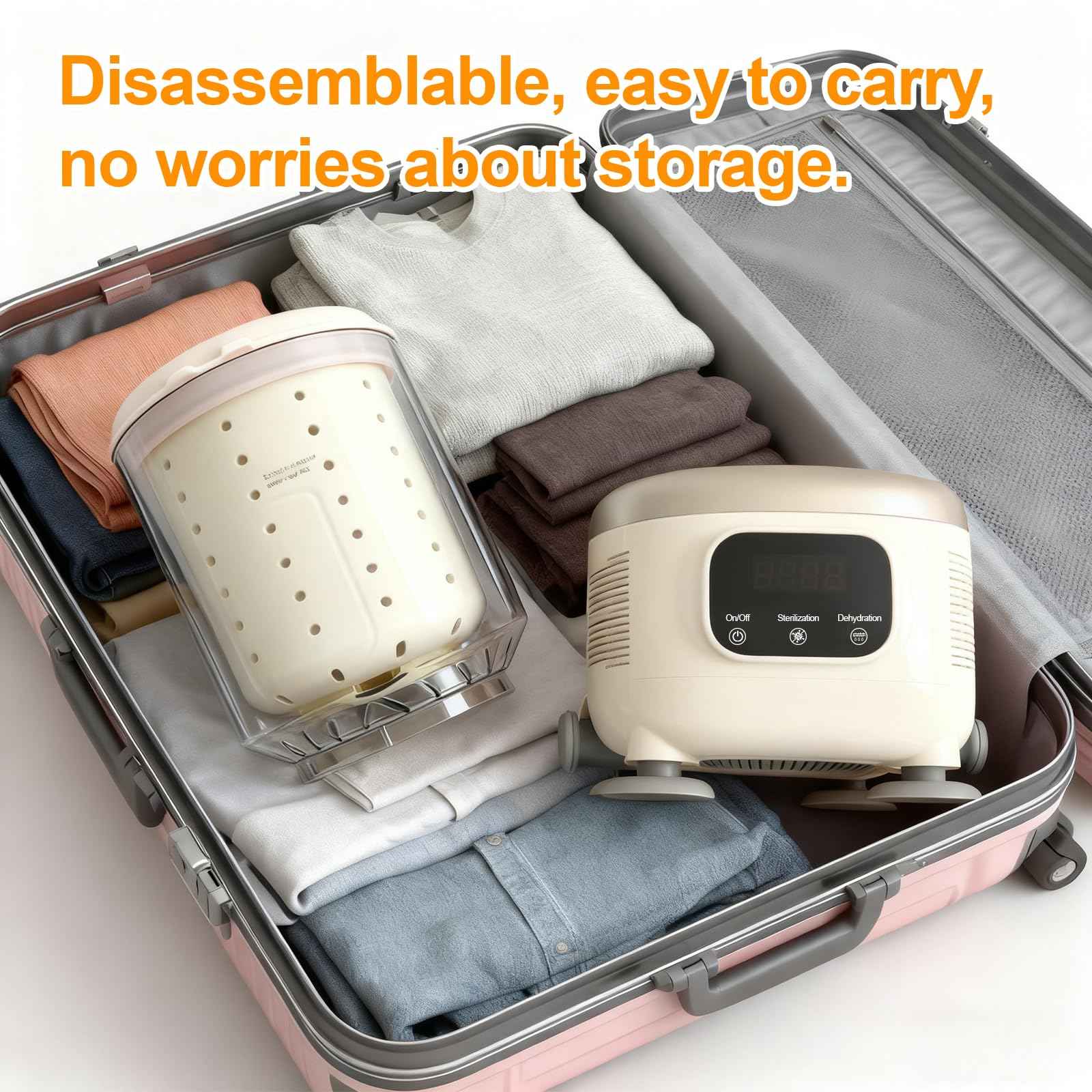 Portable Mini Washing Machine with Spin Dry & UV Sterilization – 3L Capacity, Wash, Rinse, Dehydrate, and Disinfect in One, Ideal for Underwear, Socks, Baby Clothes (White)