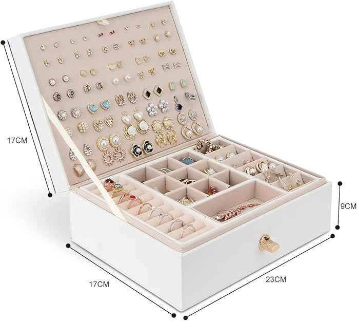 3-Layer Stackable Jewelry Box with Lock