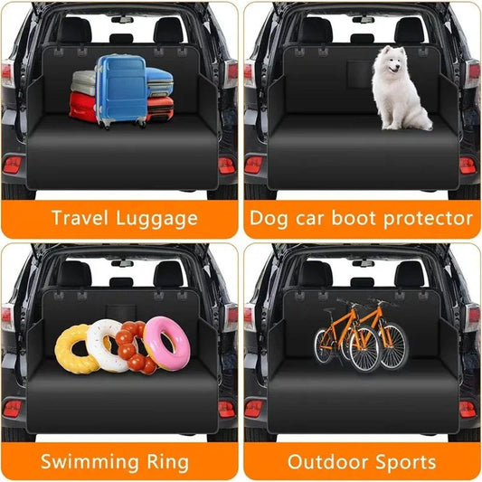 Car Boot Liner Protector - Nonslip Waterproof Pet Dog Back Seat Cover - Durable Washable Cargo Cover Mat Travel, Universal for Medium Small Car SUV (black)