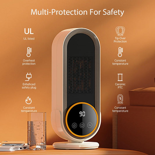 Space heater digital display showing temperature and timer