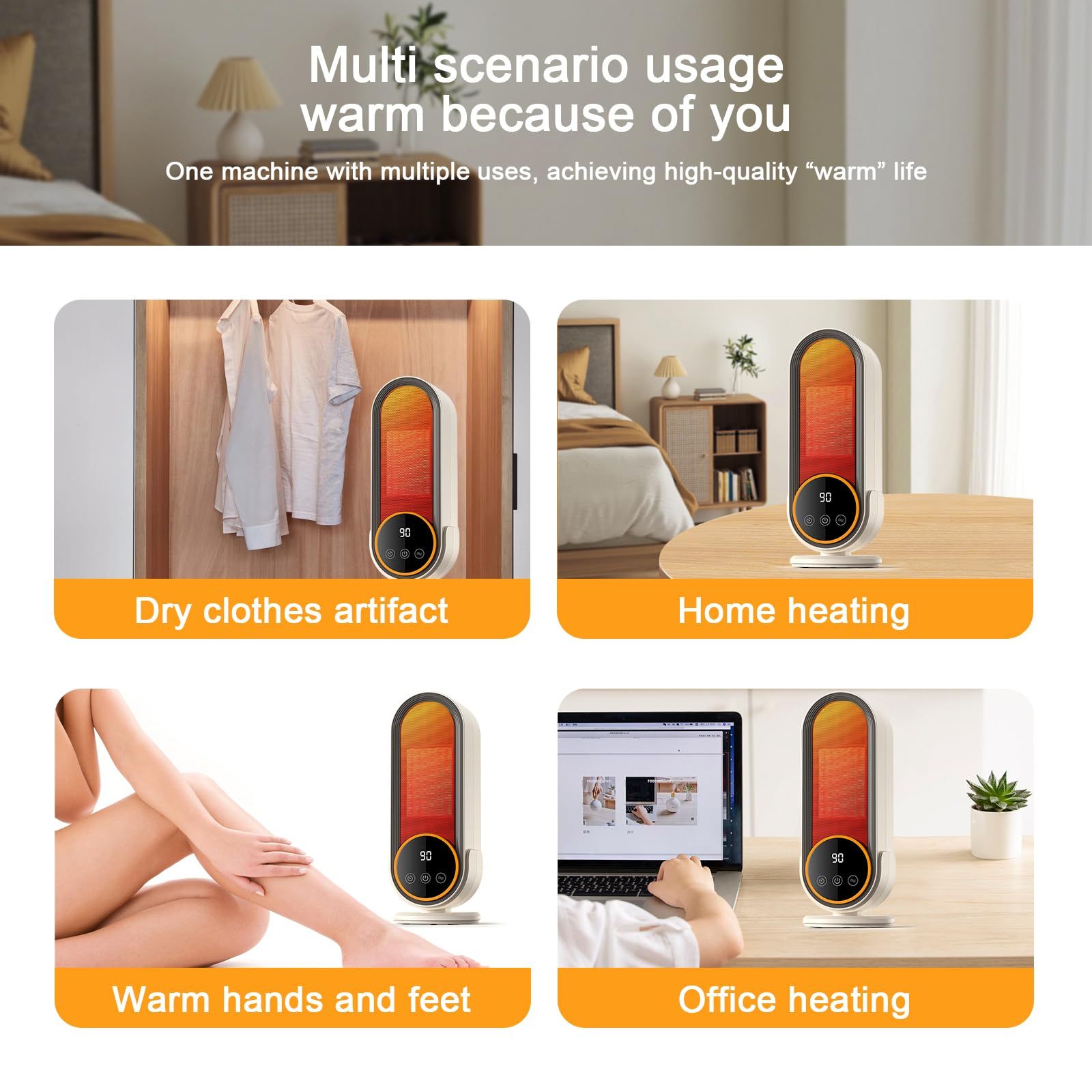 Portable space heater with built-in carry handle