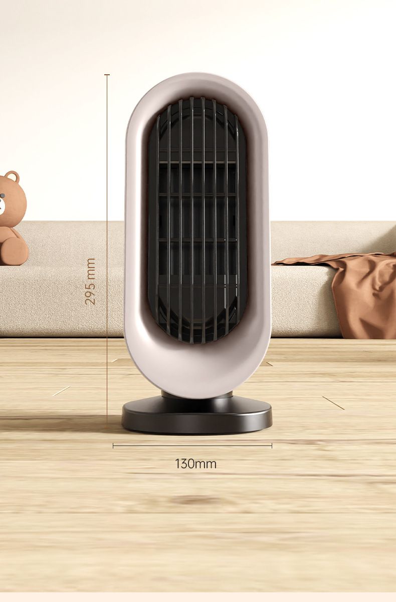 Portable space heater beside a bed