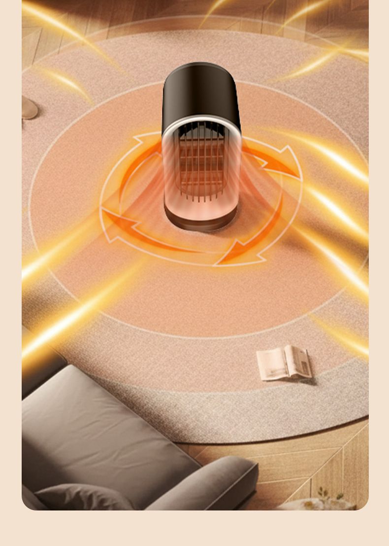 Compact heater on a bedside table