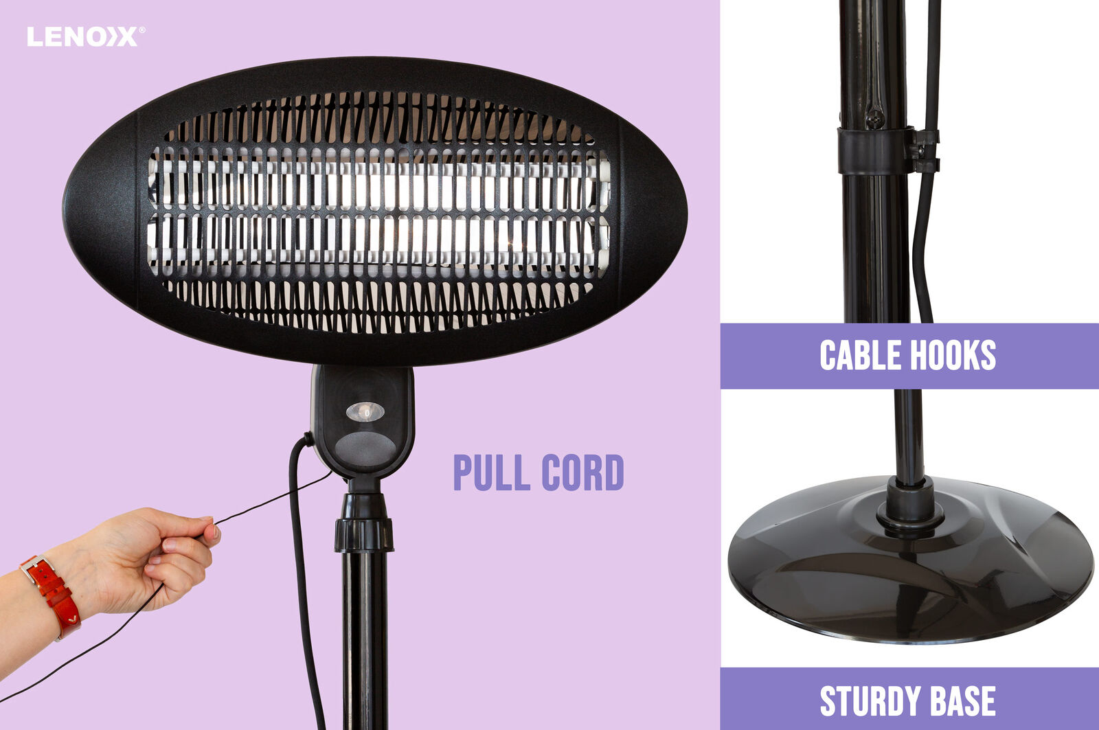 Patio heater head with 45 degree adjustable angle and pull chain